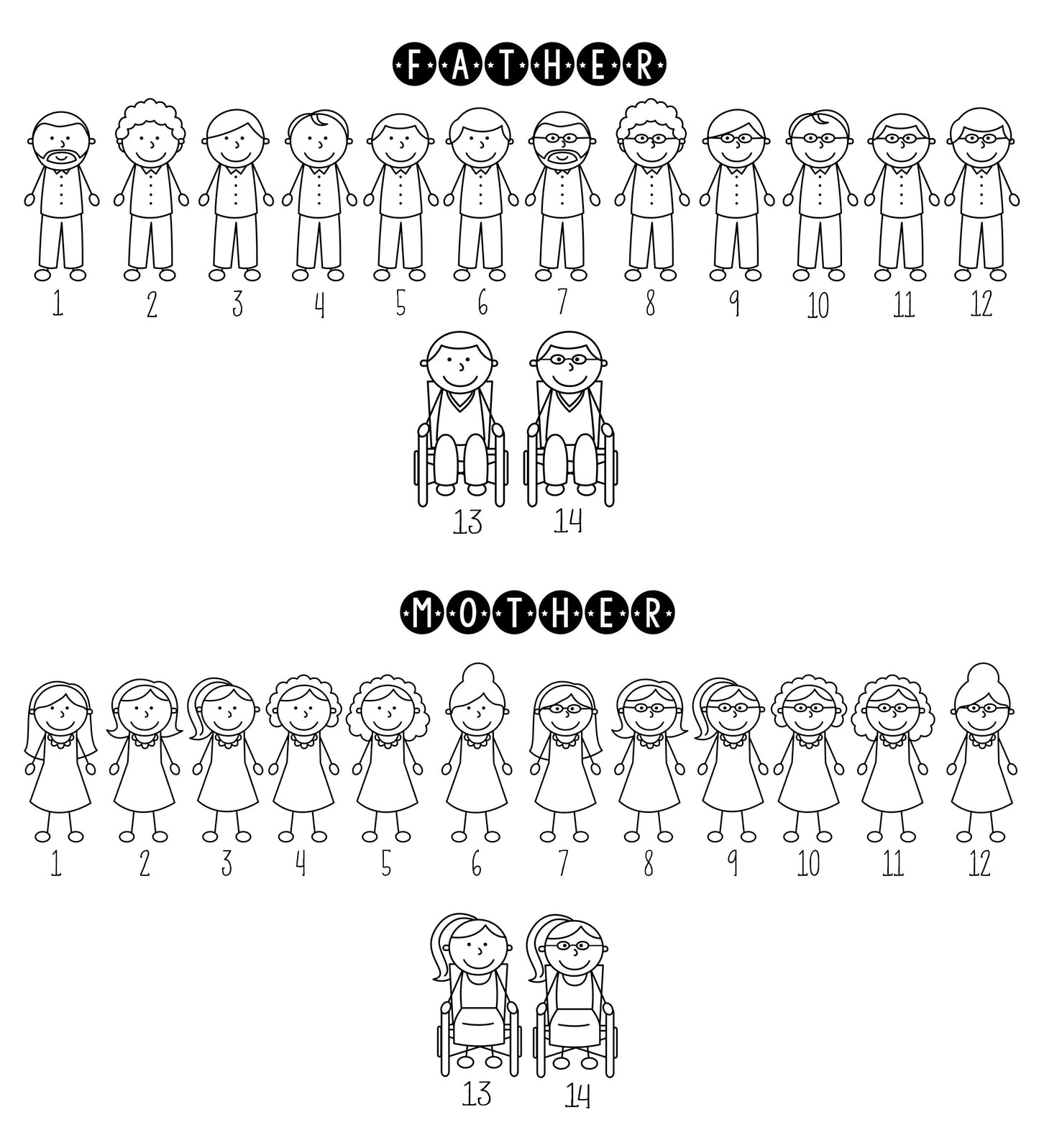 Aangepaste familiedeursticker met stokfiguren