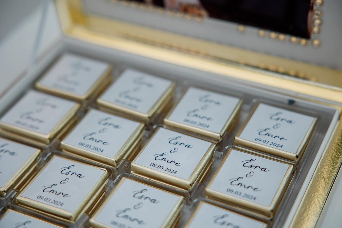 Gepersonaliseerd chocolade etiket op maat voor eigen madlen verloving nişan Nederland
