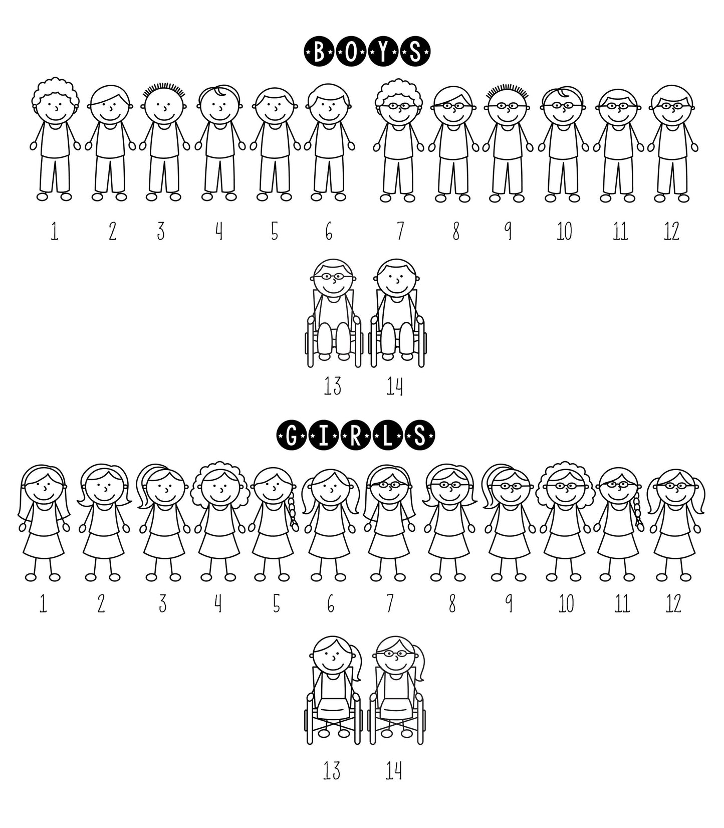 Aangepaste familiedeursticker met stokfiguren