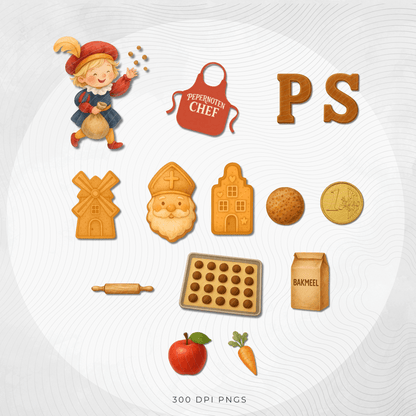 Sinterklaas Food Clipart: Dutch Holiday PNG Illustrations (Digital Download)