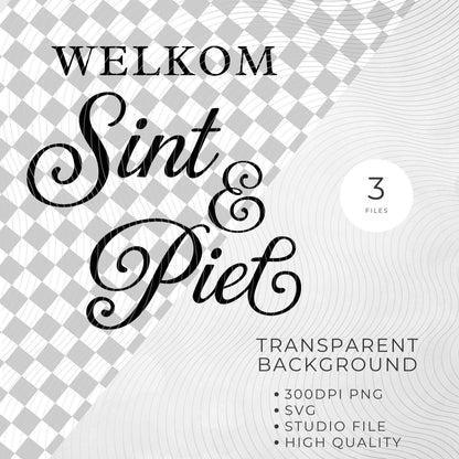 Text 'WELKOM Sint & Piet' on a geometric patterned background with file information.