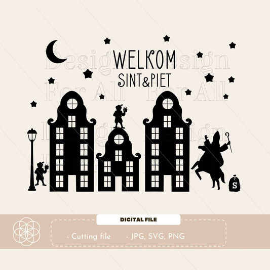Welkom Sint en Piet Digital File, High Quality Plotter Image, Cutting File