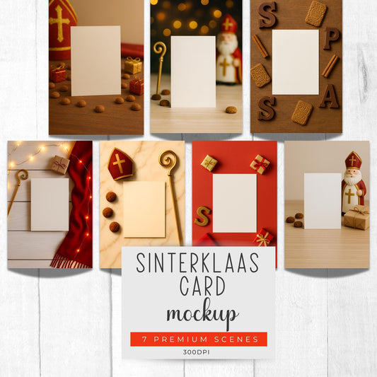 Collage of Sinterklaas card mockups with various festive elements on a white background.