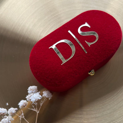 velvet ring box with custom letters