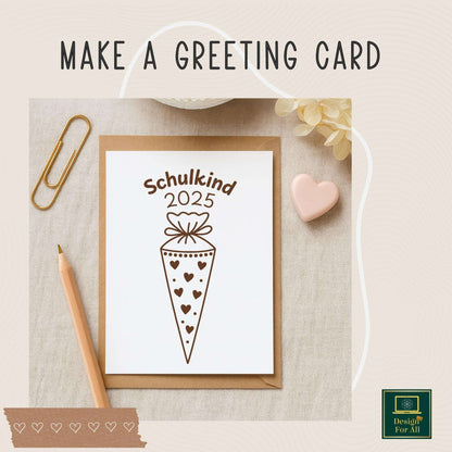 Schulkind 2025 SVG File: German School Cone, Schultüte Cutting Design
