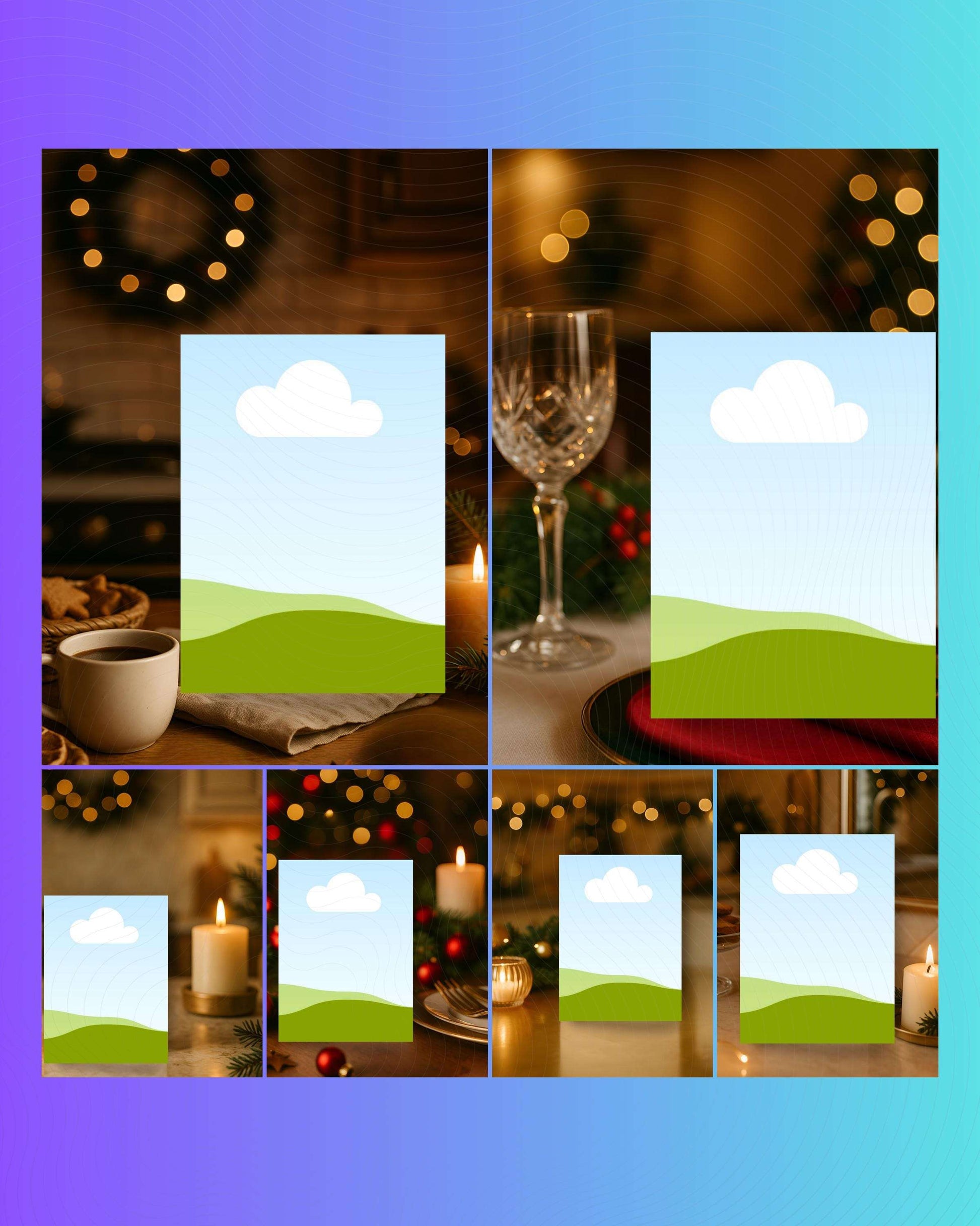 Cozy Christmas Card Mockup Bundle, Editable on Canva