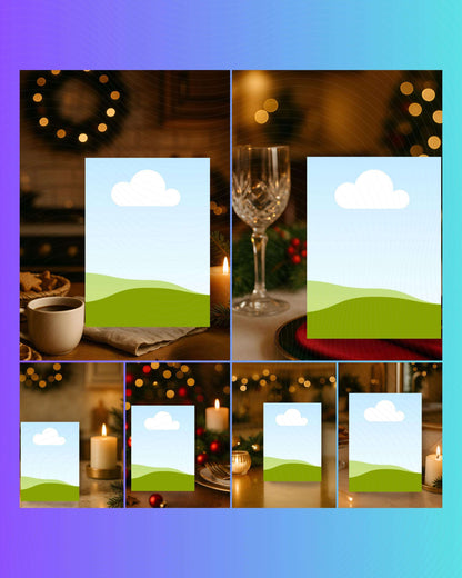 Cozy Christmas Card Mockup Bundle, Editable on Canva