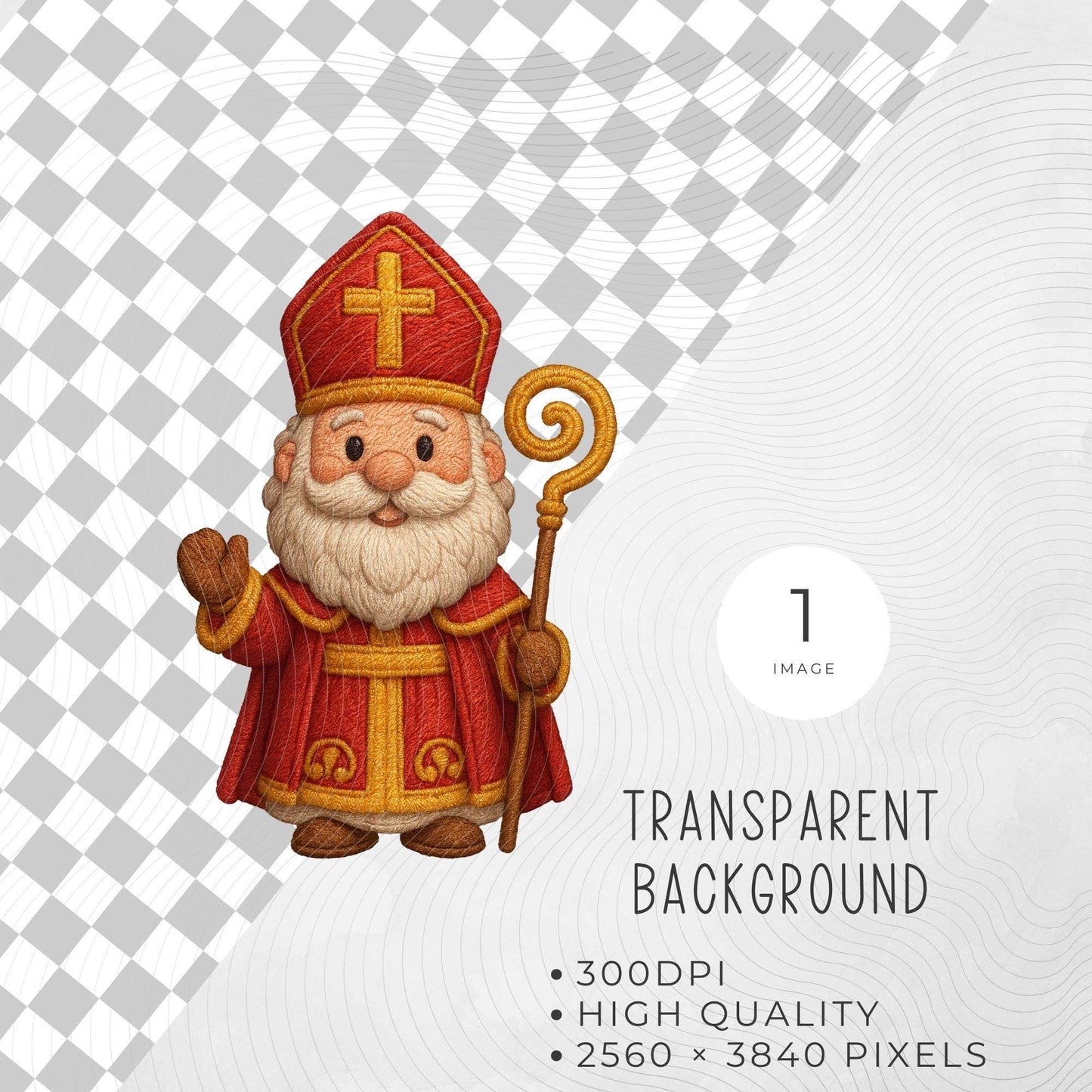 Sinterklaas Embroidery Look Clipart