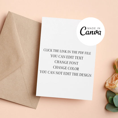 Digitale Henna Night-uitnodiging, bloemmotief, bewerkbaar in Canva, twee formaten: A6 en mobiele telefoon